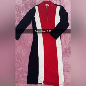 Elegant Red and Black Colorblock Dress